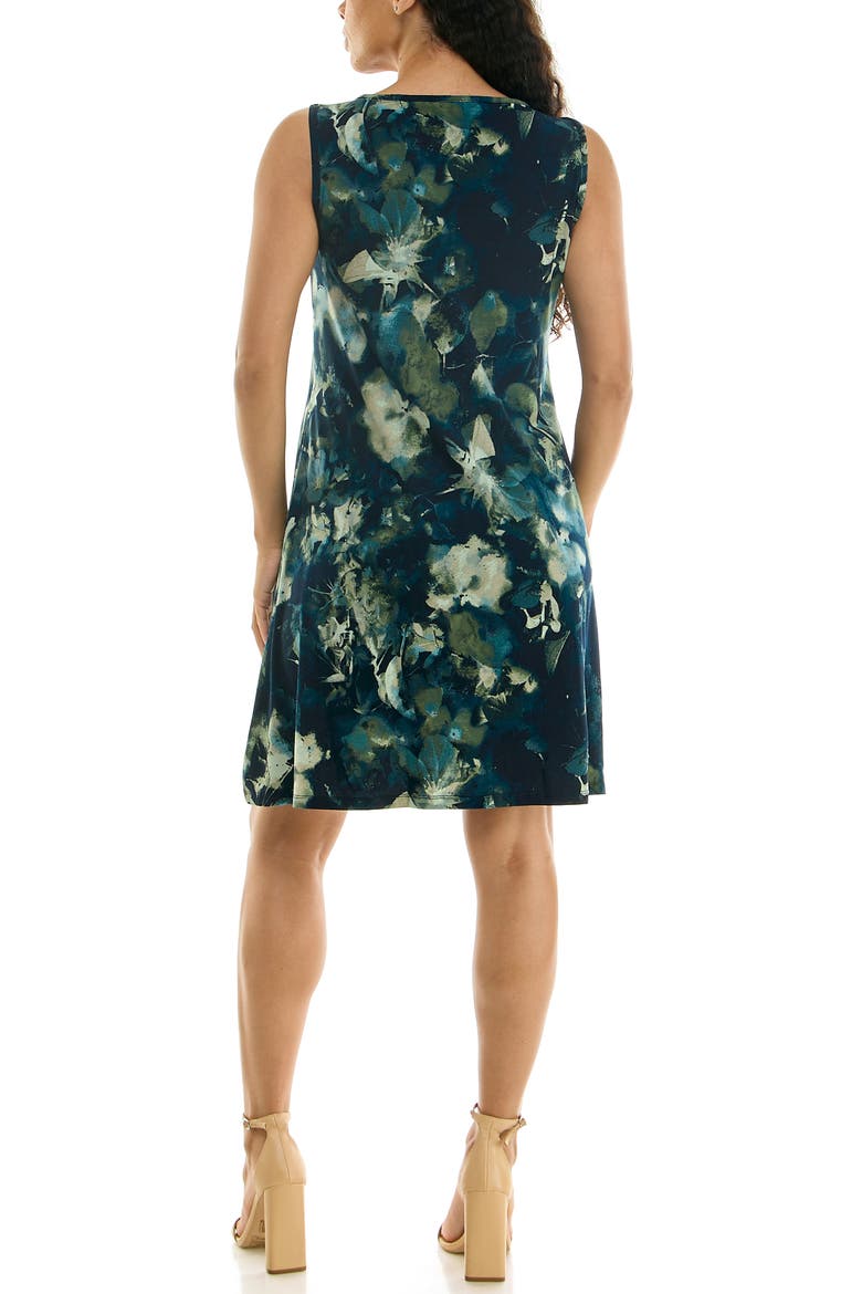 Print Trapeze Dress, Alternate, color, NAVY/ BASIL MULTI