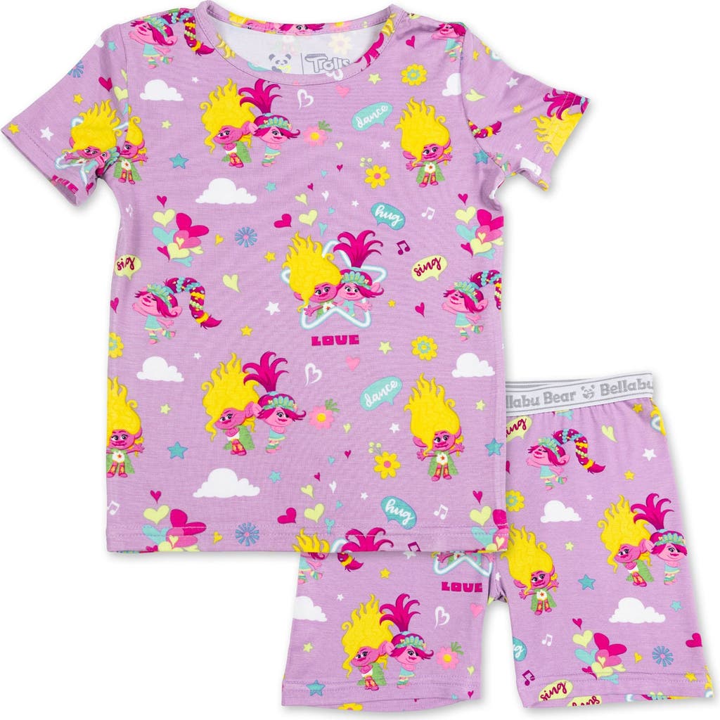 Bellabu Bear Trolls Valentine's Kids 2-piece Short Sleeve & Shorts Pajama Set In Trolls Valentine's