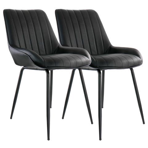 2 Piece Faux Leather Tufted Chair with Metal Legs