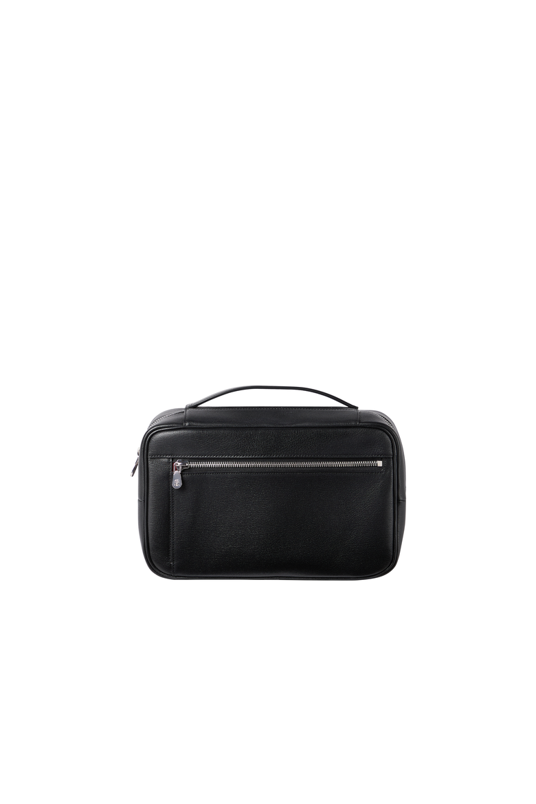 Grained leather travel beauty case, Alternate, color, Black