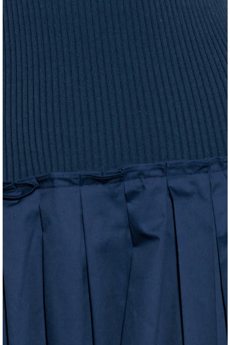 Mixed Media A-Line Dress, Alternate, color, NAVY/ WHITE
