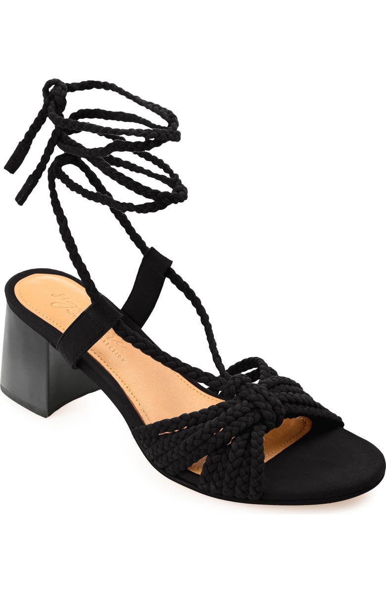 Journee Signature Railee Ankle Tie Sandal, Main, color, Black