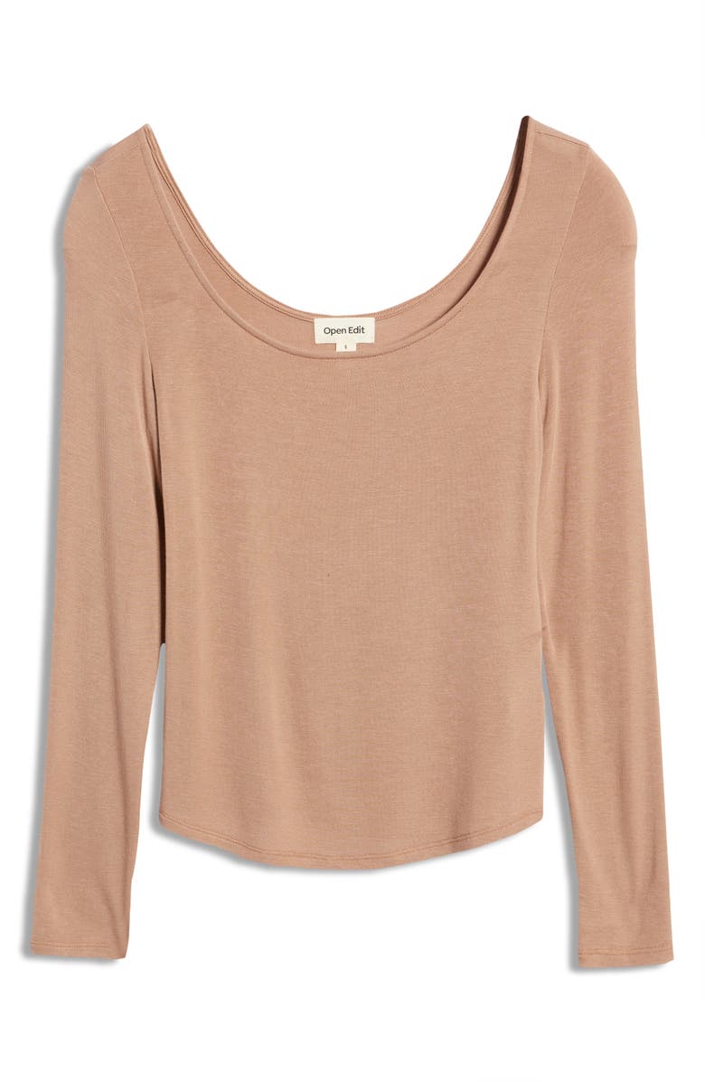 Open Edit Semi Sheer Long Sleeve Knit Top, Alternate, color,