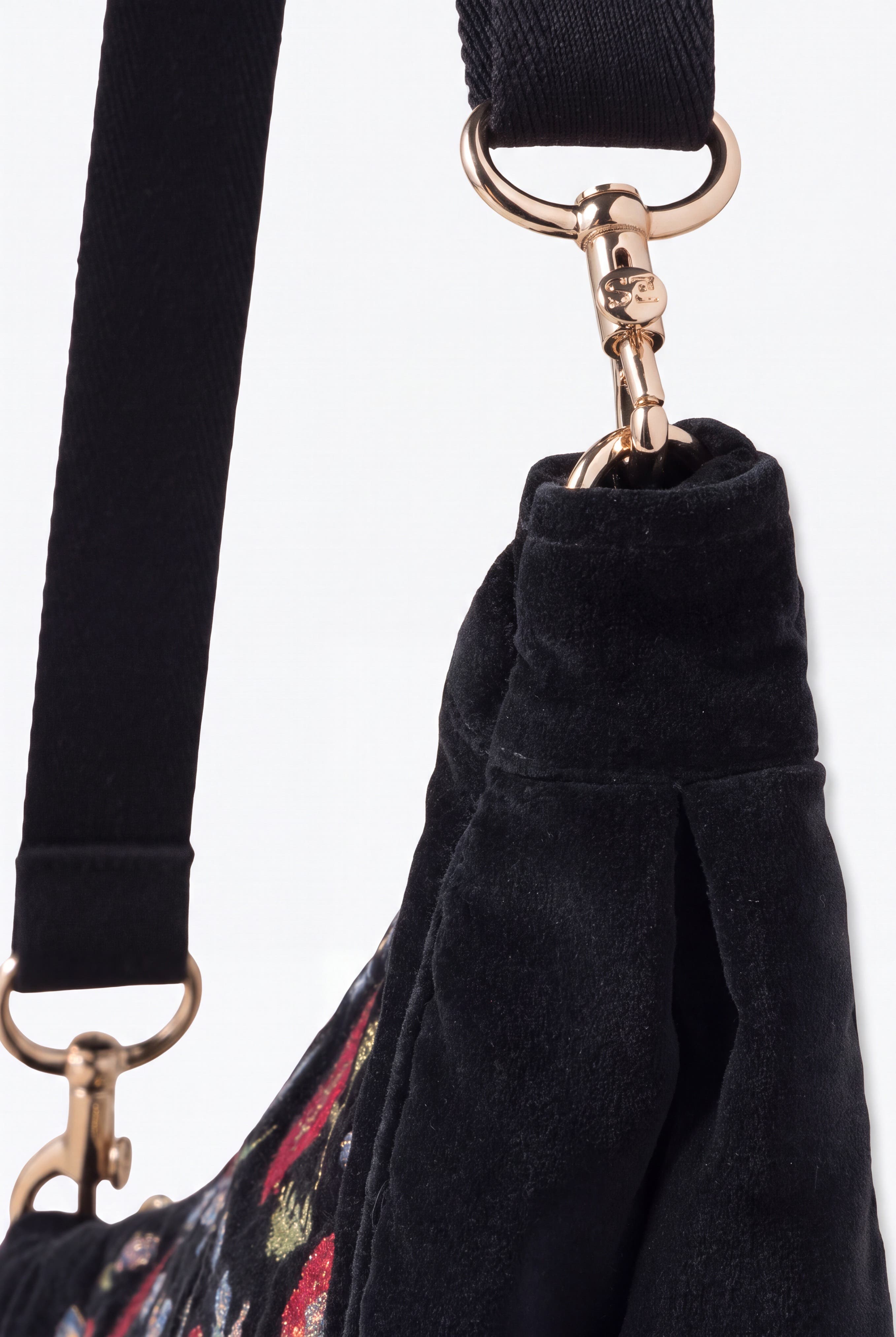 Poppy Meadow Velvet Crossbody Sling Bag, Alternate, color, Charcoal