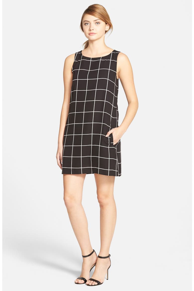 Plaid Shift Dress, Main, color, BLACK