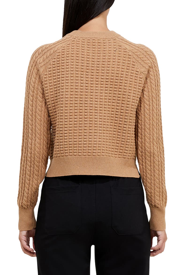Mozart Mixed Stitch Cotton Sweater, Alternate, color, CAMEL MELANGE