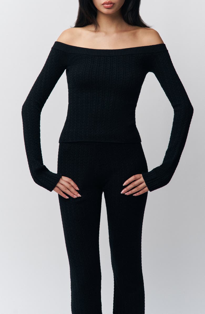 Guizio Camille Cable-Knit Pant, Alternate, color, Black