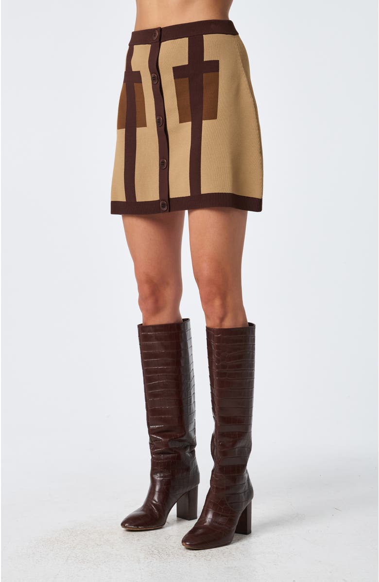 Trina Turk Artemis Colorblock Knit Skirt, Alternate, color, Doe Multi