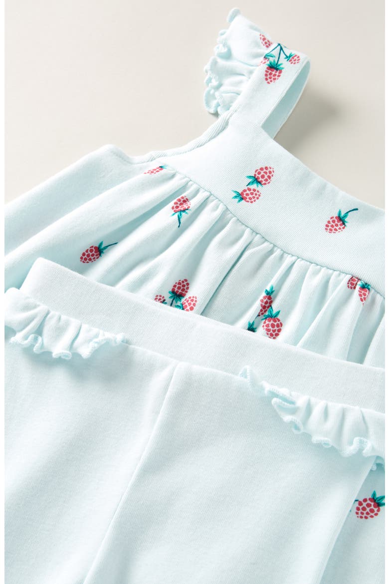 Ruffle Sleeve Top & Bike Shorts Set, Alternate, color, BLUE BERRY HARVEST- BLUE