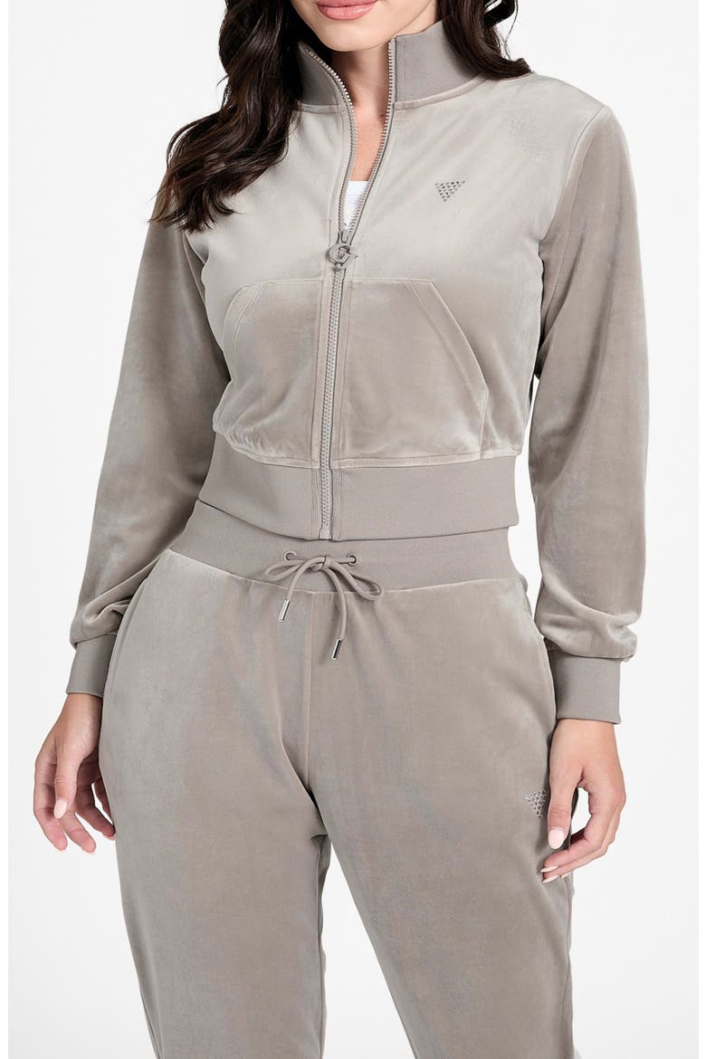 Couture Velour Zip-Up Sweatshirt, Main, color, GREY