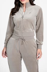 GUESS Couture Velour Zip-Up Sweatshirt