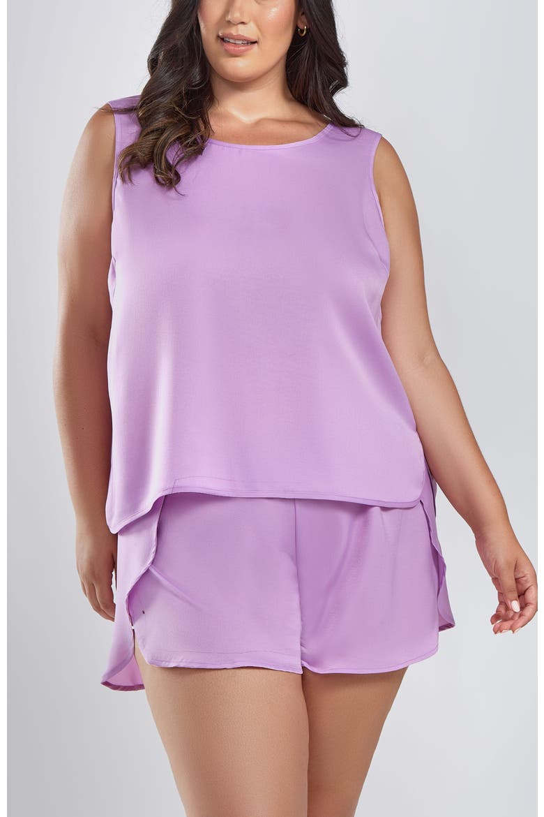 Satin Sleeveless Top and Shorts Set, Main, color, Purple