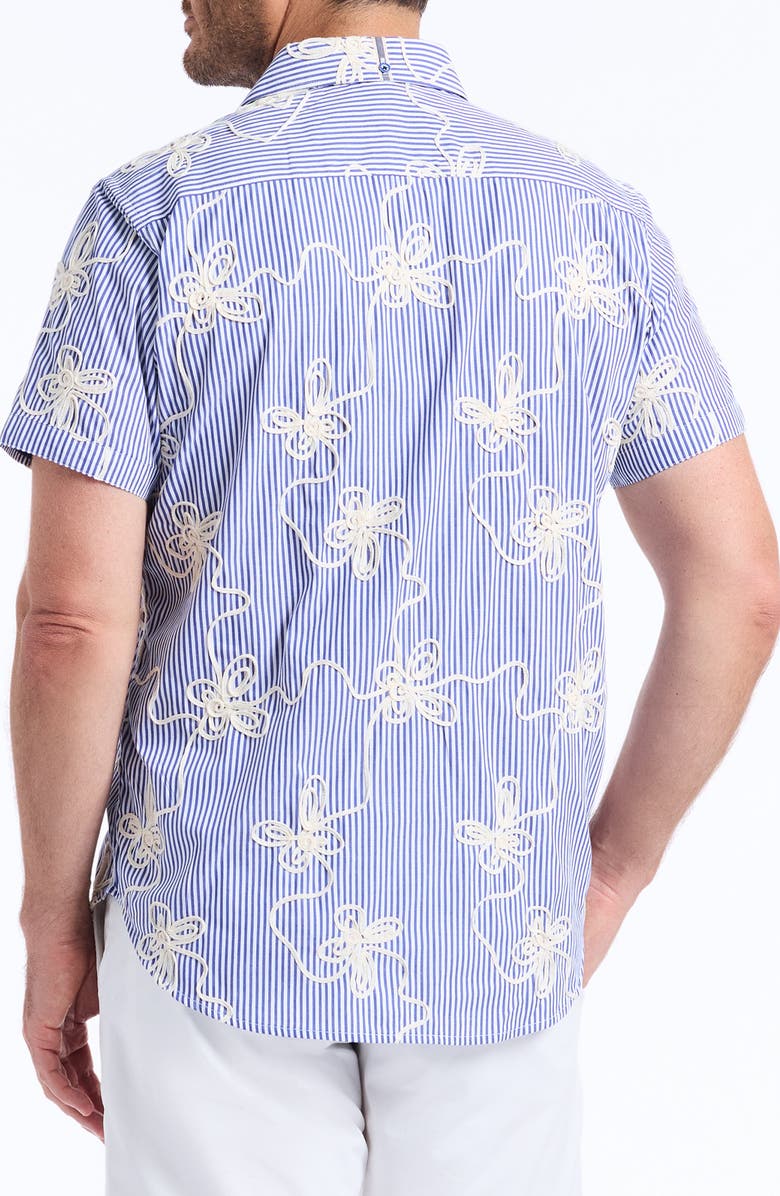 Robert Graham Primrose Cotton Short Sleeve Button-Up Shirt, Alternate, color, Blue