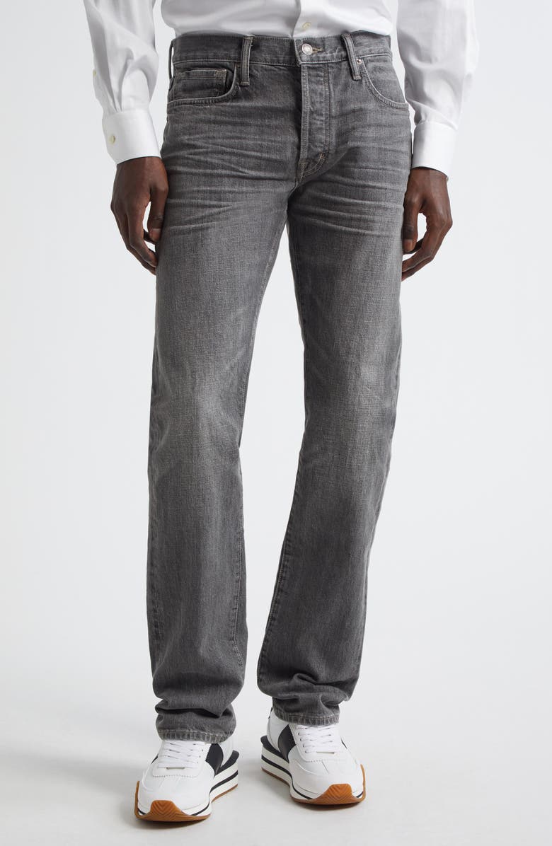 TOM FORD Selvedge Straight Fit Jeans, Main, color, Ig670 Grey High/ Low