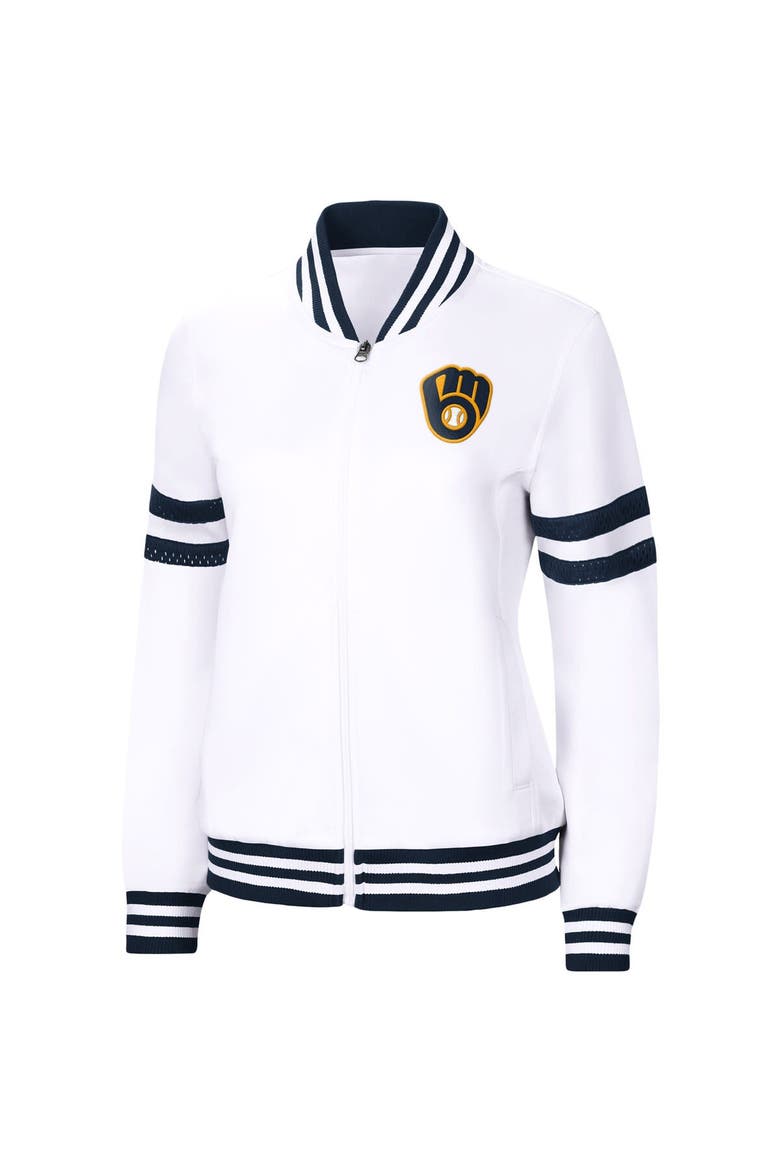Women's G-III 4Her by Carl Banks White Milwaukee Brewers Pre-Game Full-Zip Track Jacket, Alternate, color, White