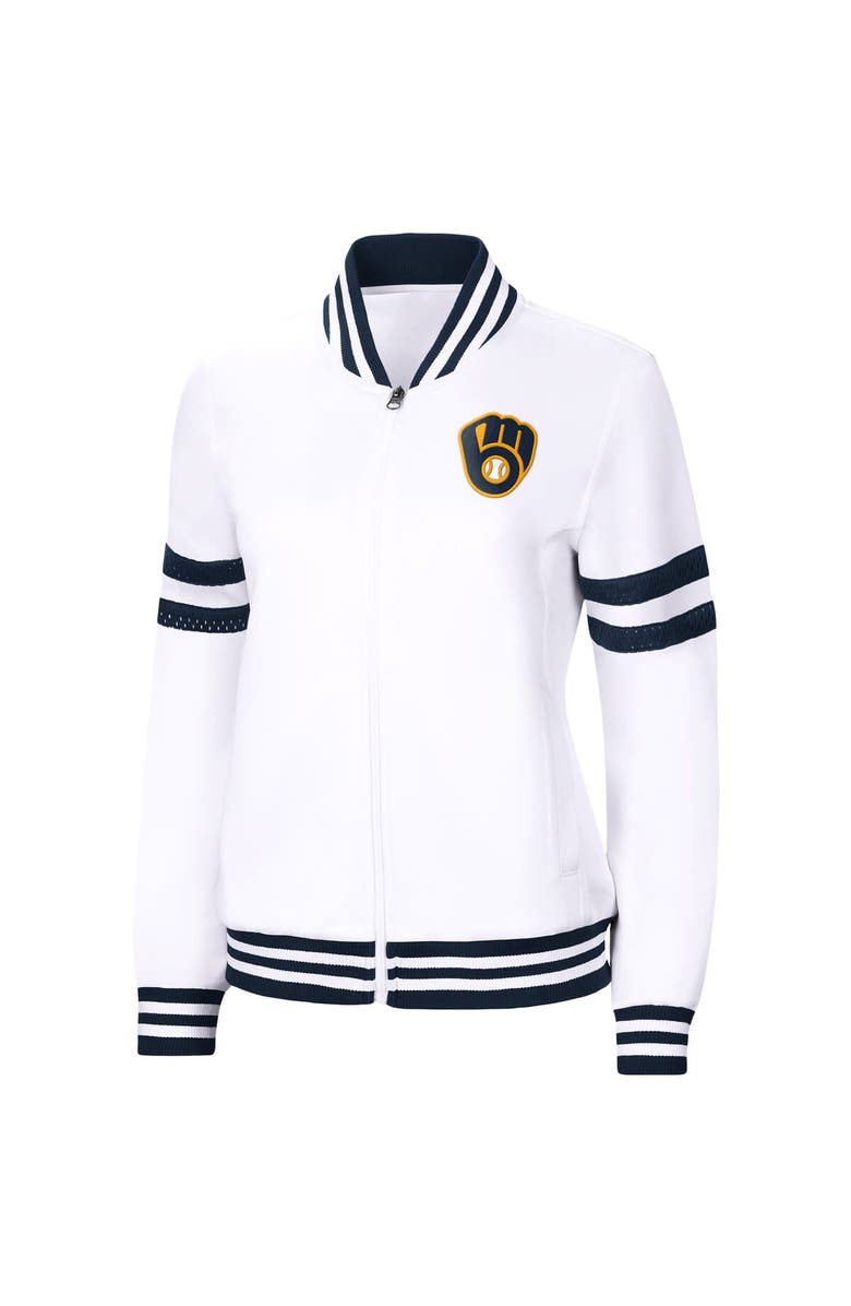 G-III 4HER BY CARL BANKS Women's G-III 4Her by Carl Banks White Milwaukee Brewers Pre-Game Full-Zip Track Jacket, Alternate, color, 