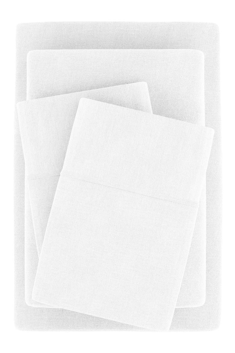 Luxury 4-Piece Rayon & Linen Blend Bed Sheet Set, Main, color, WHITE