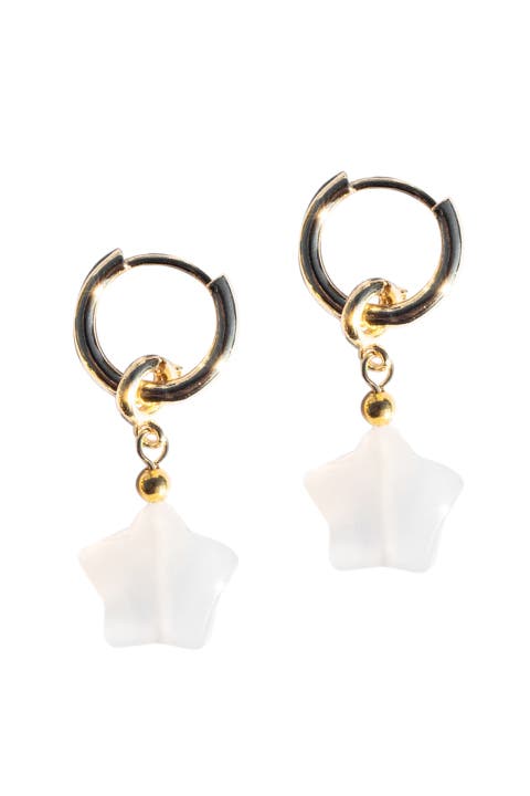 Harvest Star White Jade stone charm earrings