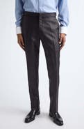 TOM FORD Glamorous Flat Front Wool Blend Herringbone Trousers