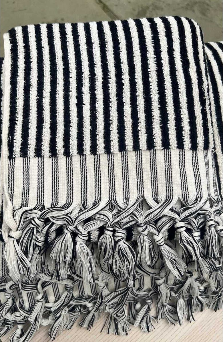 Olive & Linen Striped Terry Bath Towel, Alternate, color, 