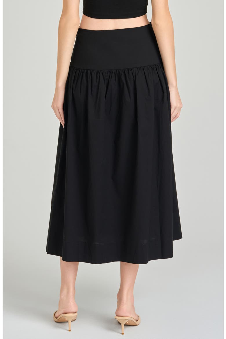 Mia Stretch Cotton Midi Skirt, Alternate, color, BLACK