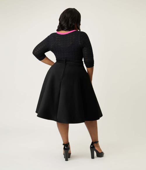 Unique Vintage Plus Size High Waist Soda Shop Swing Skirt In Black