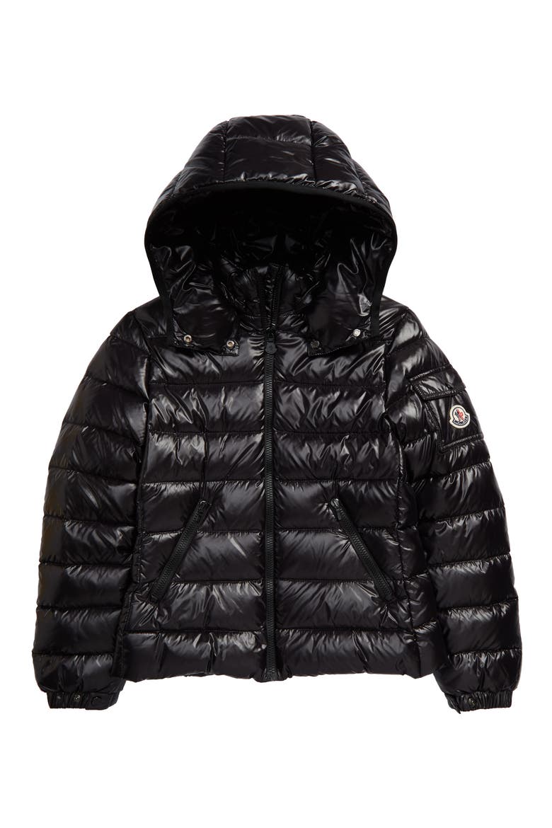 Bady Water Resistant Down Hooded Puffer Jacket, Main, color, BLACK