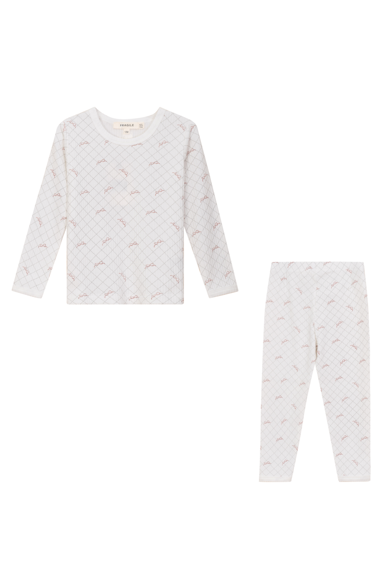 Mesh Print 2 Piece Set Long Sleeve Top & Pants, Main, color, White/Blossom