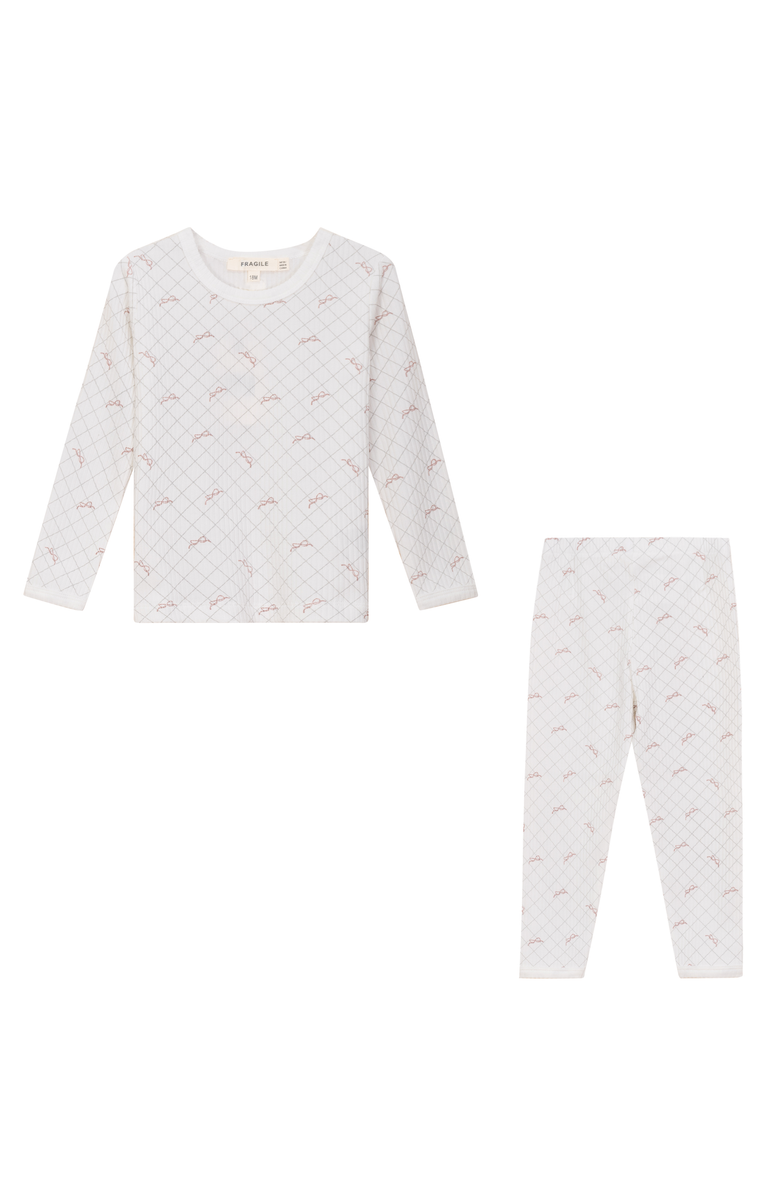 Fragile Mesh Print 2 Piece Set Long Sleeve Top & Pants, Main, color, White/Blossom