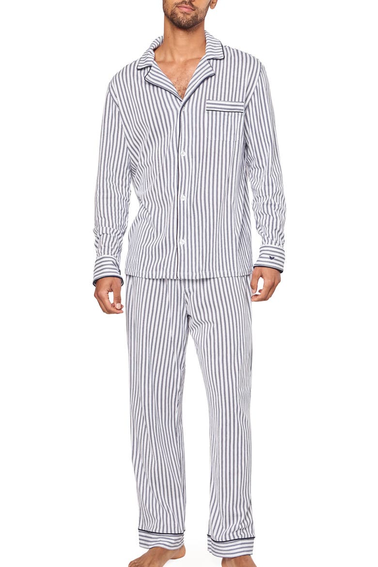 French Ticking Classic Pima Cotton Pajamas, Main, color, NAVY