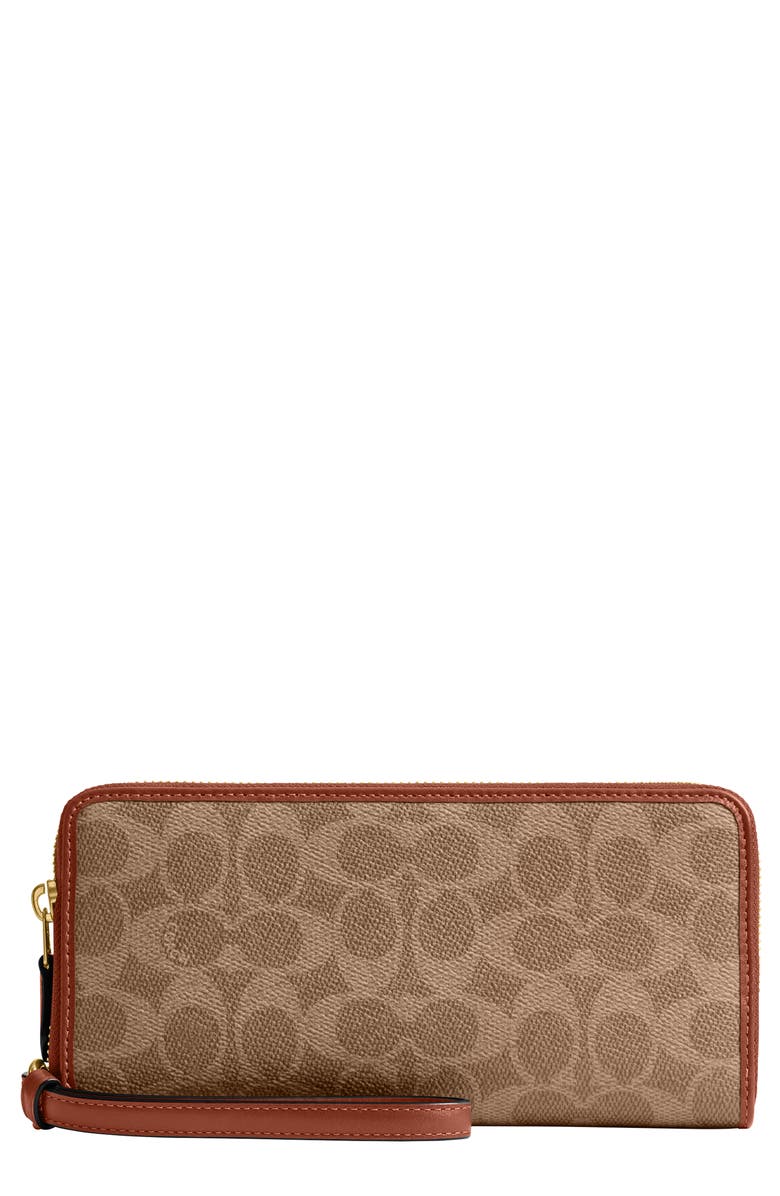 COACH Essential Signature Coated Canvas & Leather Wristlet, Main, color,