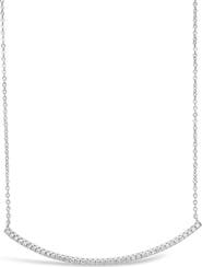 Sterling Forever Rhodium Plated Brass CZ Curved Bar Necklace