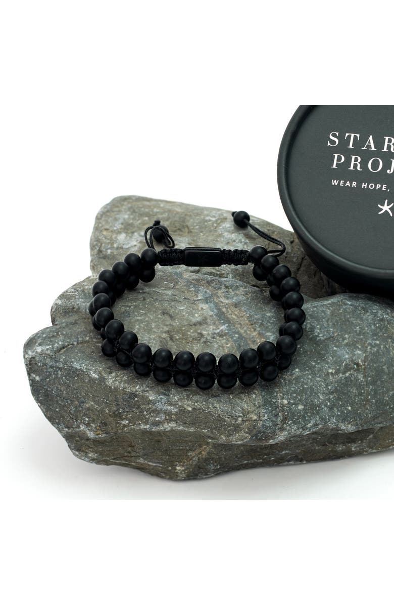 Starfish Project Helix Matte Black Agate Rope Beaded Bracelet, Alternate, color, Black