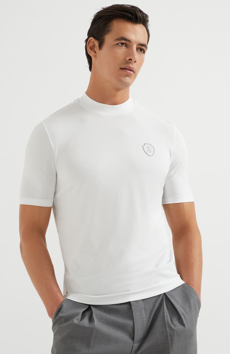 Brunello Cucinelli Piqué T-shirt with logo, Alternate, color, 