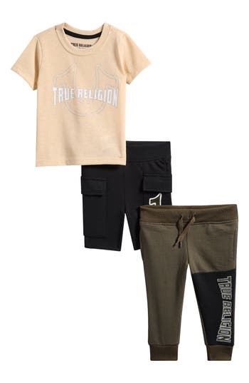 True Religion Graphic T-shirt, Shorts & Joggers Set In Neutral