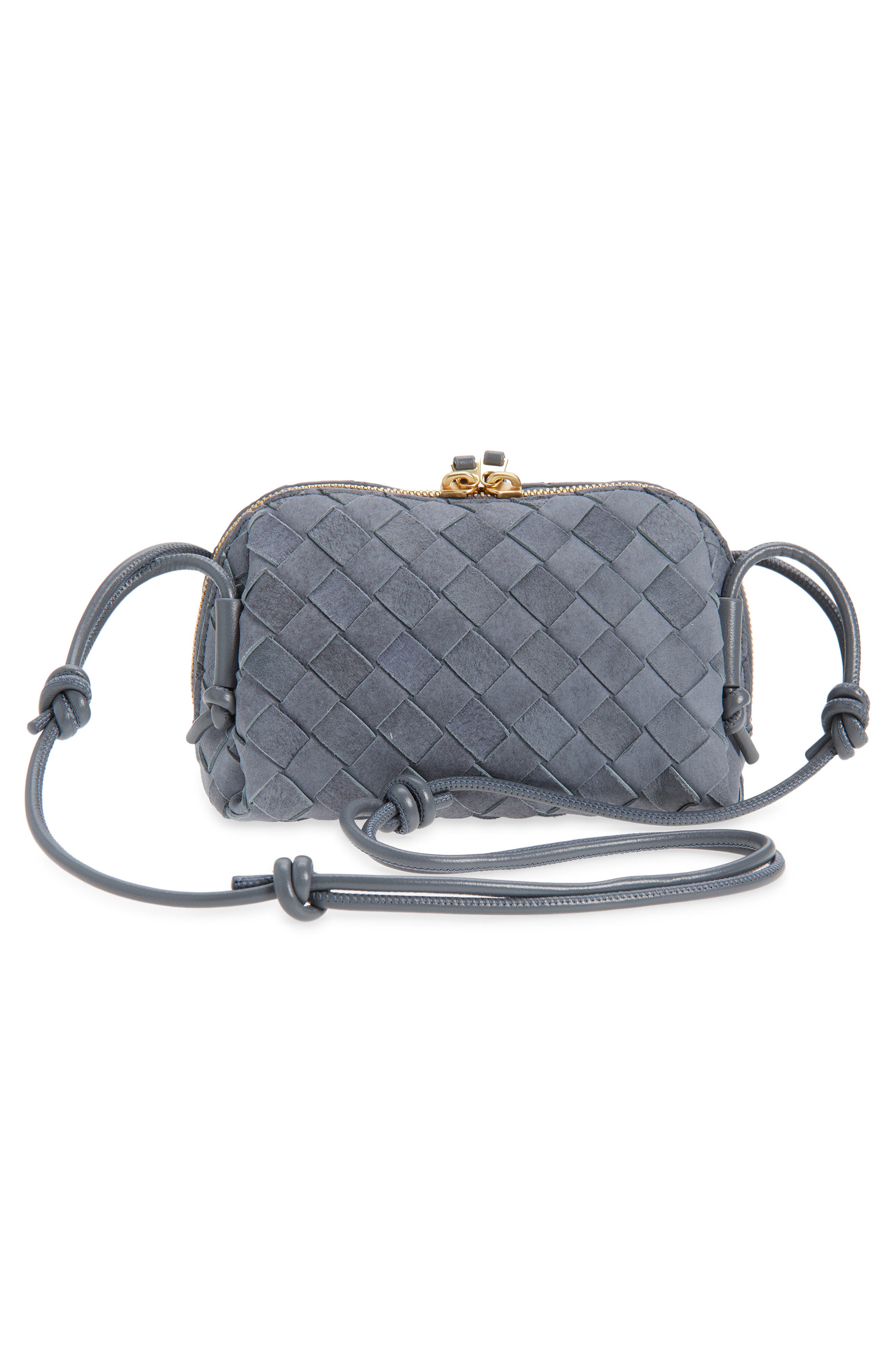 Bottega Veneta Concert Intrecciato Suede Crossbody Bag, Alternate, color, Cloudy Indigo