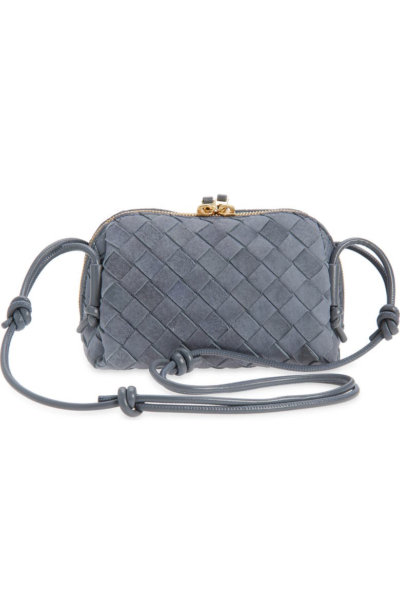 Bottega Veneta Concert Intrecciato Suede Crossbody Bag, Alternate, color, Cloudy Indigo