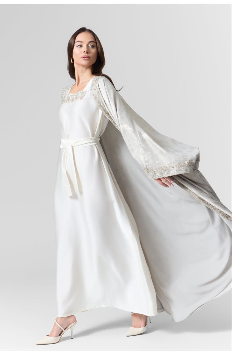 Le Fafo Luna Metallic Silk Abaya Set, Main, color, 