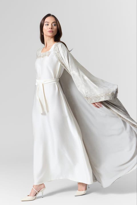 Luna Metallic Silk Abaya Set