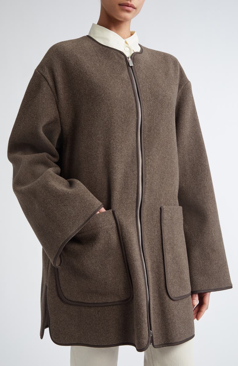 TOTEME Wool Blend Felt Jacket, Alternate, color, Oak Melange