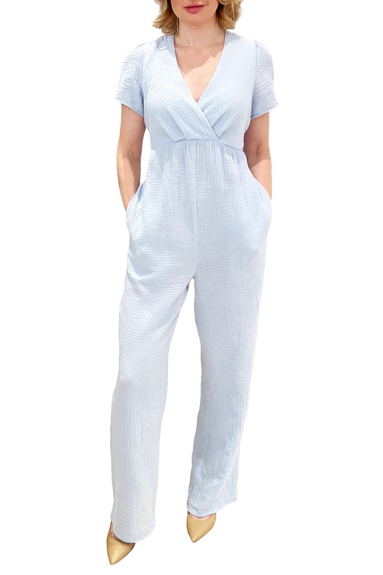Naomi Cotton Voile Maternity Jumpsuit, Main, color, BLUE