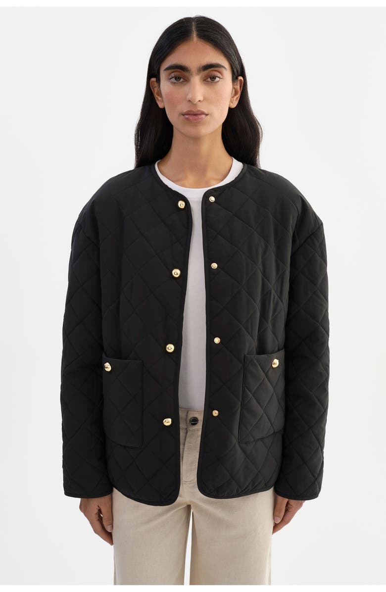 LAMARQUE Hera | Quilted Collarless Jacket, Alternate, color, Black