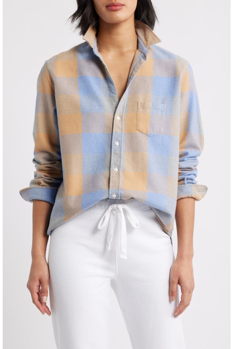 Eileen Relaxed Button-Up Shirt, Main, color, LARGE BLUE CAMEL CHECK