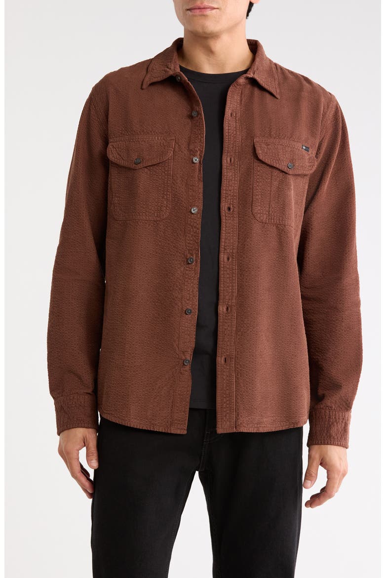 Miller CPO Luxe Seersucker Corduroy Button-Up Shirt, Main, color, WOOD BROWN