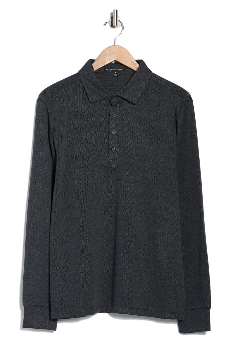 Griffin Long Sleeve Knit Polo, Alternate, color, BLACK