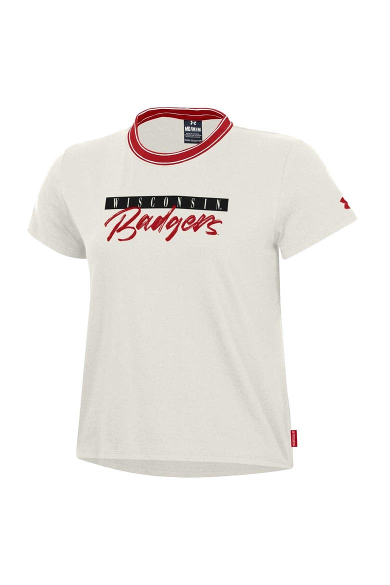 Women's Under Armour White Wisconsin Badgers Iconic T-Shirt, Alternate, color, Cream