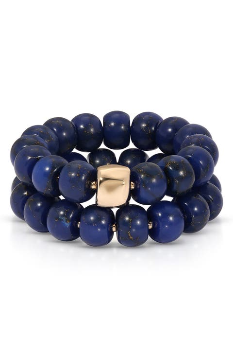 Lapis Lazuli Power Bead Bracelet Stack
