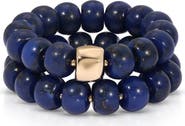 Ettika Lapis Lazuli Power Bead Bracelet Stack