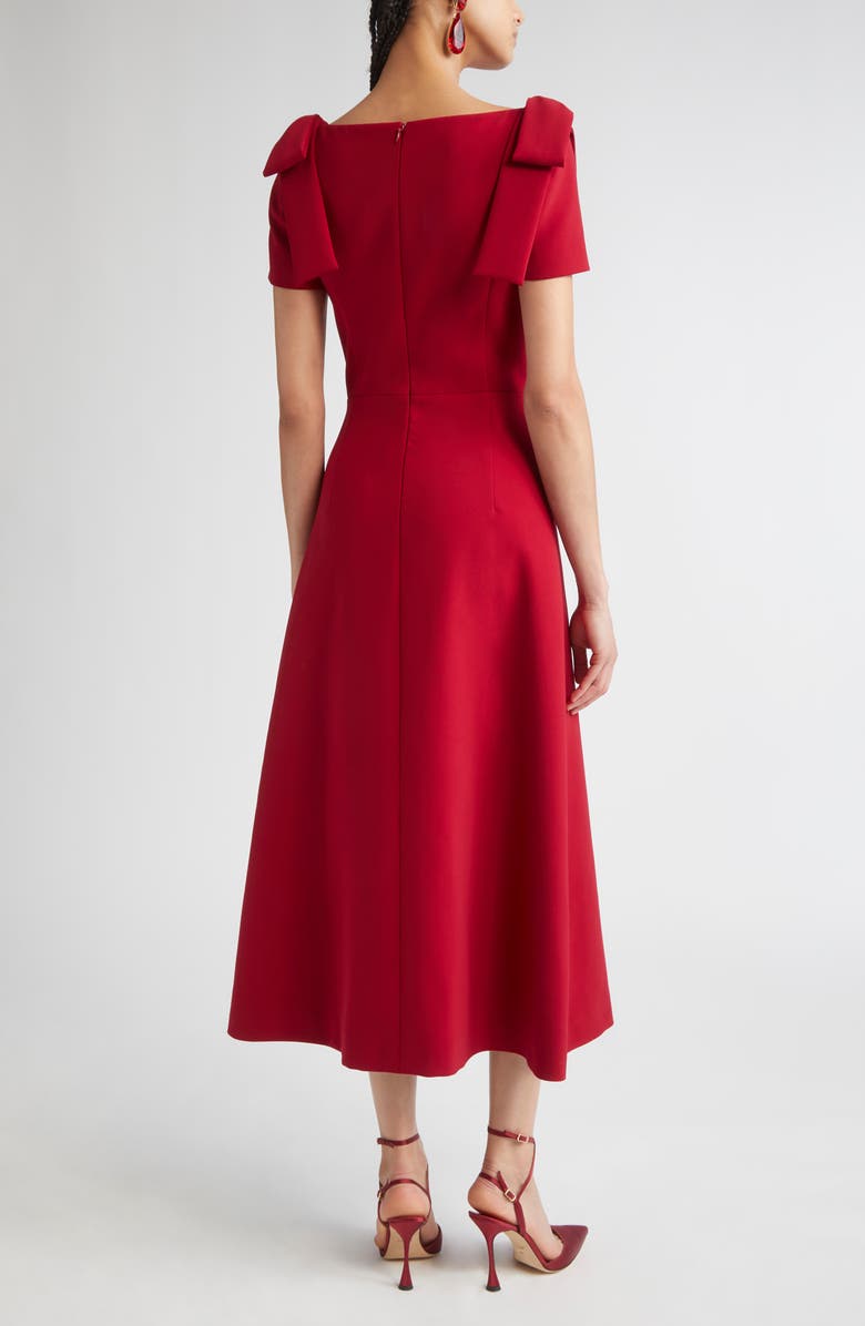 Carolina Herrera Bow Shoulder A-Line Silk Dress, Alternate, color, Garnet
