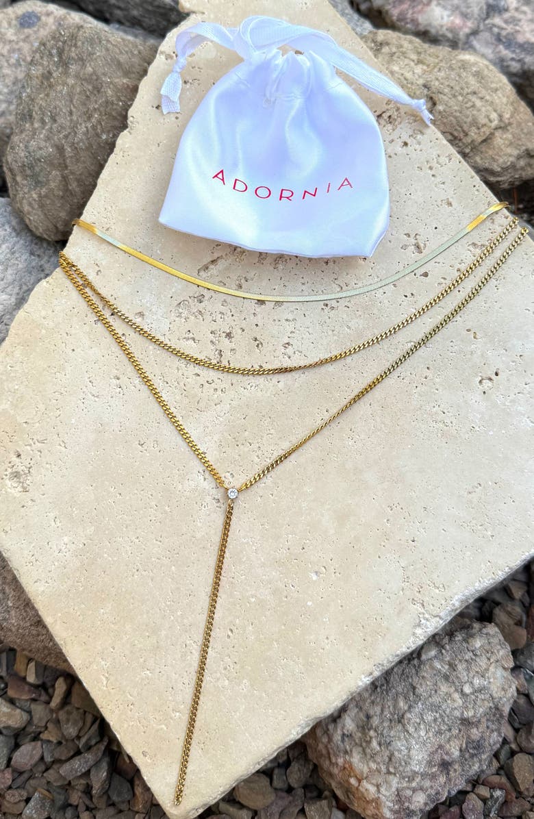 Adornia Set of 3 Chain & Lariat Necklaces, Alternate, color, Gold